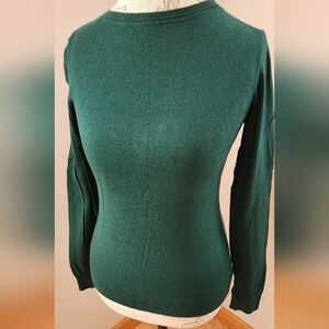 MANGO women's emerald green crew neck knit top in size S